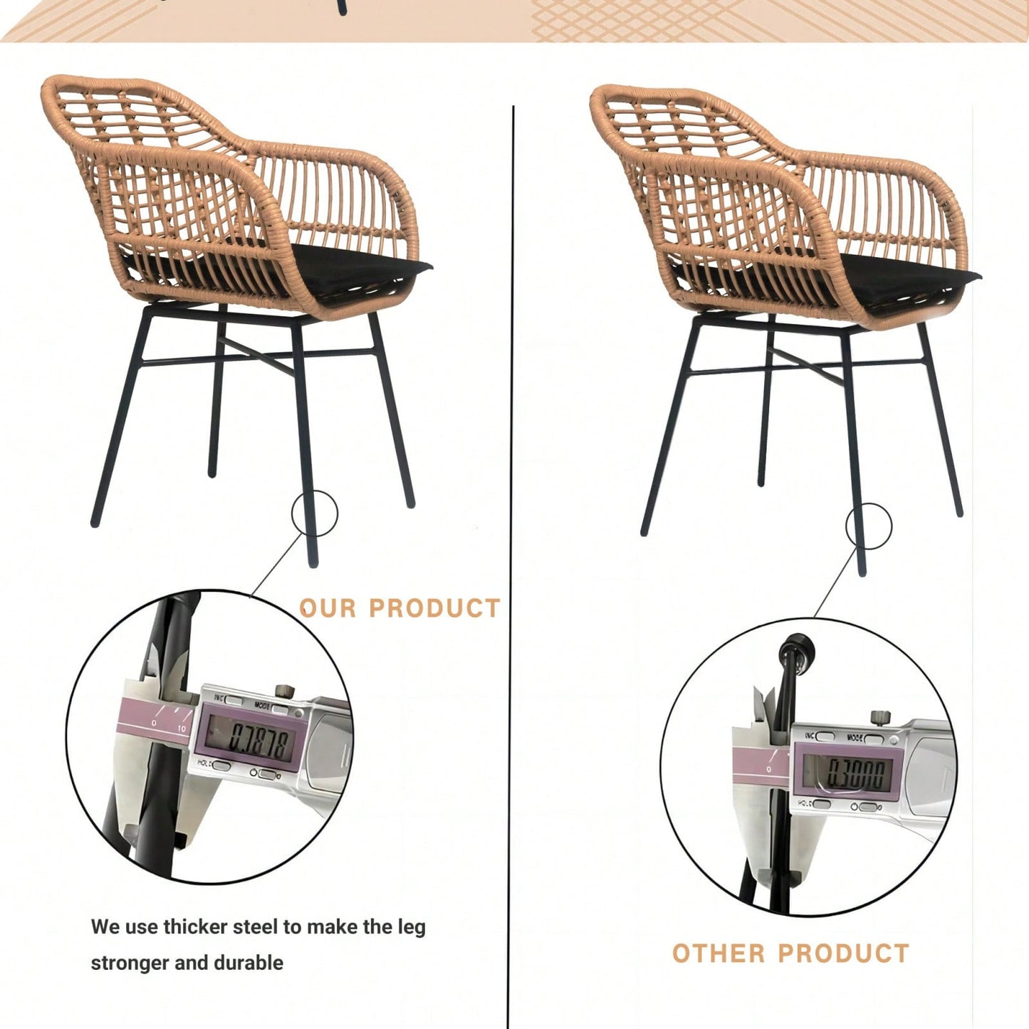 Luxury Outdoor Wicker Bistro Set Weather-Resistant Table and Chairs for Garden Terrace Backyard