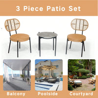 Luxury Outdoor Wicker Bistro Set 3 Pieces Weather-Resistant Patio Furniture Table and Chairs for Garden Terrace Backyard