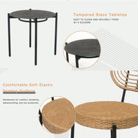 Luxury Outdoor Wicker Bistro Set 3 Pieces Weather-Resistant Patio Furniture Table and Chairs for Garden Terrace Backyard