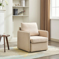 Comfy Single Sofa Chair With Storage, Modern Arm Chair For Living Room, Fabric Swivel Armchair With Metal Base