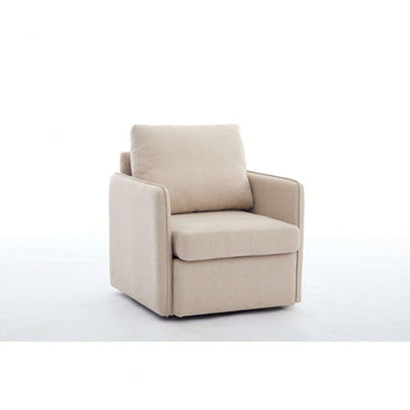 Comfy Single Sofa Chair With Storage, Modern Arm Chair For Living Room, Fabric Swivel Armchair With Metal Base