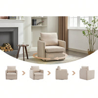 Comfy Single Sofa Chair With Storage, Modern Arm Chair For Living Room, Fabric Swivel Armchair With Metal Base