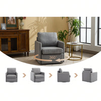 Comfy Single Sofa Chair With Storage, Modern Arm Chair For Living Room, Fabric Swivel Armchair With Metal Base