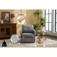 Comfy Single Sofa Chair With Storage, Modern Arm Chair For Living Room, Fabric Swivel Armchair With Metal Base