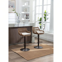 2-Pack Adjustable Counter Height Swivel Bar Stools With Footrest For Kitchen, Dining Room