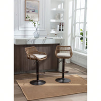 2-Pack Adjustable Counter Height Swivel Bar Stools With Footrest For Kitchen, Dining Room