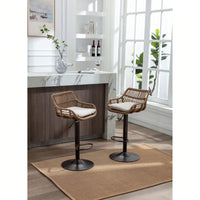 2-Pack Adjustable Counter Height Swivel Bar Stools With Footrest For Kitchen, Dining Room