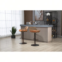 2-Pack Adjustable Counter Height Swivel Bar Stools With Footrest For Kitchen, Dining Room