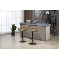 2-Pack Adjustable Counter Height Swivel Bar Stools With Footrest For Kitchen, Dining Room