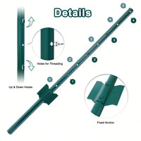 Heavy Duty Metal Fence Posts With U-Channel, 3ft 10pcs/Set
