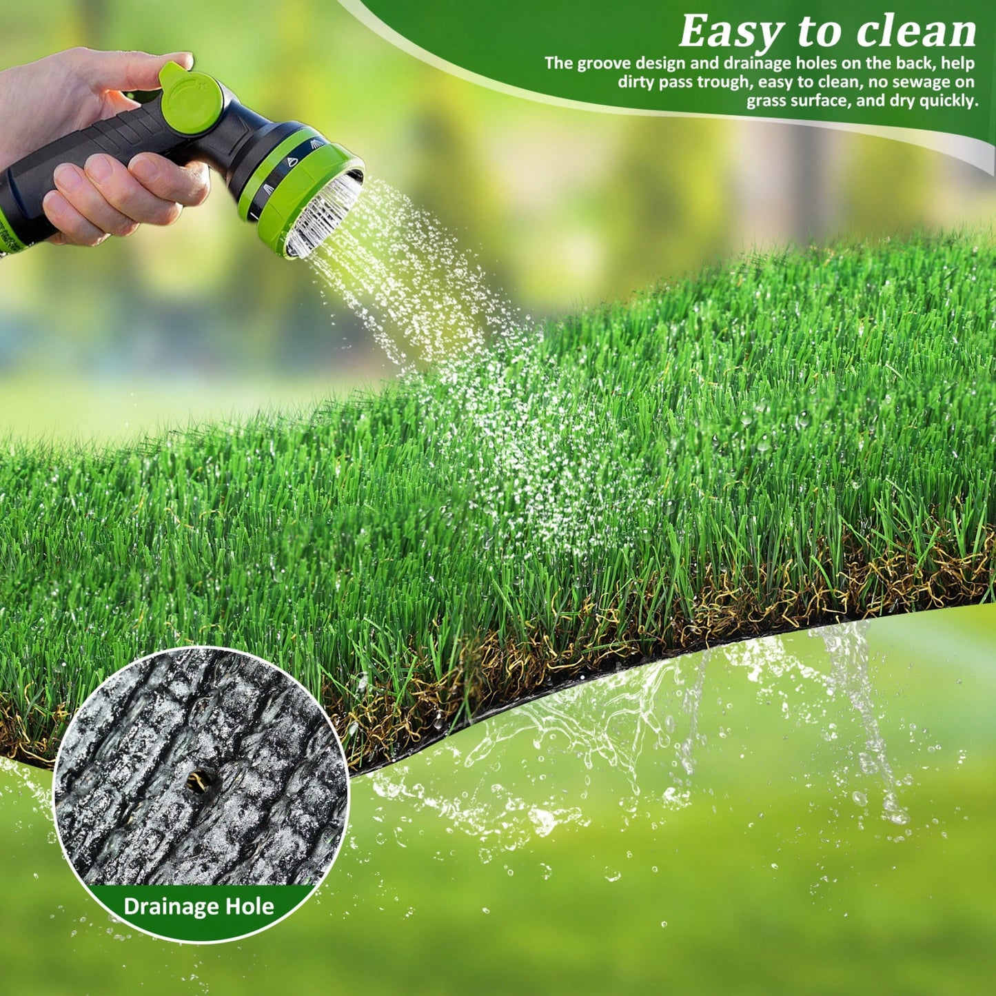 3x5ft Realistic Outdoor Artificial Grass Rug for Patios and Balconies UV Resistant Easy to Clean with Drainage Holes 1.38 Pile Height