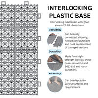 Heavy Duty 12x12 Interlocking Waterproof Patio Tiles for Outdoor Spaces - Anti-Slip Snap Together Flooring Gray Pack of 12