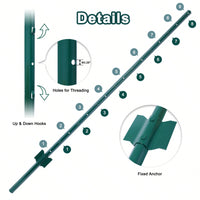 Heavy Duty 5ft Steel U-Channel Fence Posts 5-Pack with Anchor Plates for Garden Wire Fencing Durable Powder Coated Finish Easy Install