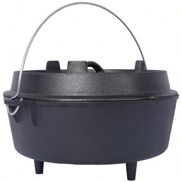 4.5 Quart Pre-Seasoned Cast Iron Dutch Oven with Skillet Lid for Outdoor Cooking and BBQ