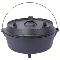 4.5 Quart Pre-Seasoned Cast Iron Dutch Oven with Skillet Lid for Outdoor Cooking and BBQ