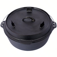 4.5 Quart Pre-Seasoned Cast Iron Dutch Oven with Skillet Lid for Outdoor Cooking and BBQ