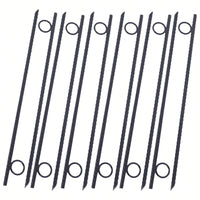 Heavy Duty 18 Inch Steel Tent Stakes 12 Pack with Loops for Canopies Tarps and Camping Shelters Easy Install Angled Tip