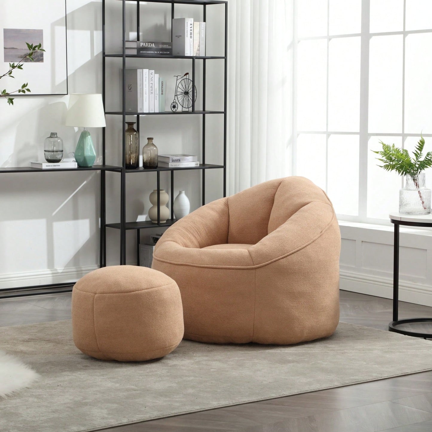 High Pressure Foam Bean Bag Chair Adult Material With Padded Foam Padding Compressed Bean Bag With Footrest