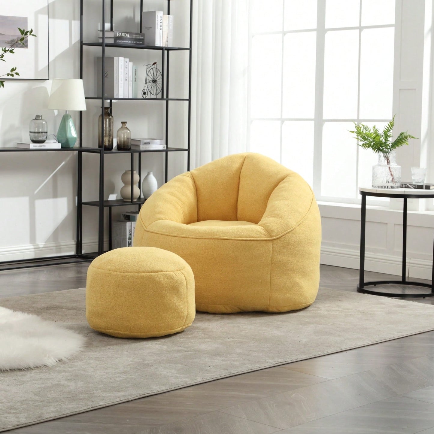 High Pressure Foam Bean Bag Chair Adult Material With Padded Foam Padding Compressed Bean Bag With Footrest