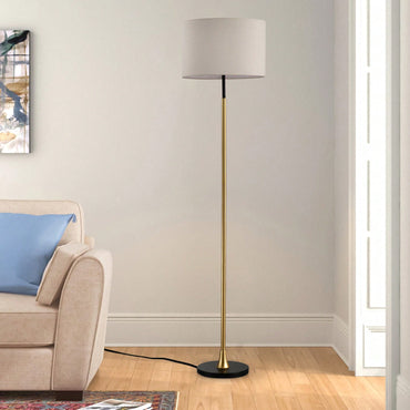 Floor Lamp For Living Room With Beige Lampshade, Standing Lamp Tall Industrial Floor Lamp Reading For Bedroom, Office (No Included Bulb)