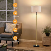 Floor Lamp For Living Room With Beige Lampshade, Standing Lamp Tall Industrial Floor Lamp Reading For Bedroom, Office (No Included Bulb)