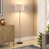 Floor Lamp For Living Room With Beige Lampshade, Standing Lamp Tall Industrial Floor Lamp Reading For Bedroom, Office (No Included Bulb)