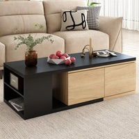 Extendable Dual-Tone Coffee Table with Hidden Storage Drawers for Living Room