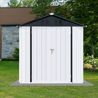 Outdoor Storage Sheds 4FT X 6FT Apex Roof White+Black