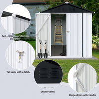 Outdoor Storage Sheds 4FT X 6FT Apex Roof White+Black