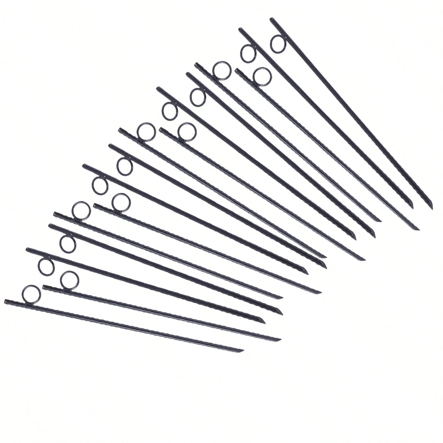 16 Pack 3/8 x 18 Inch Heavy Duty Steel Rebar Tent Stakes with Angled Ends and 1 Inch Loops for Canopies and Campsites