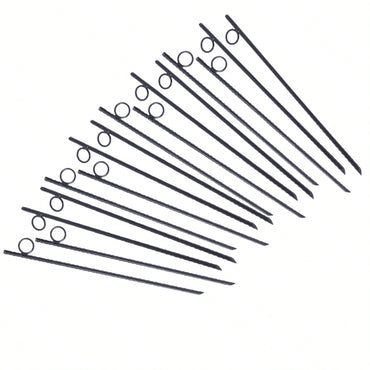 16 Pack 3/8 x 18 Inch Heavy Duty Steel Rebar Tent Stakes with Angled Ends and 1 Inch Loops for Canopies and Campsites