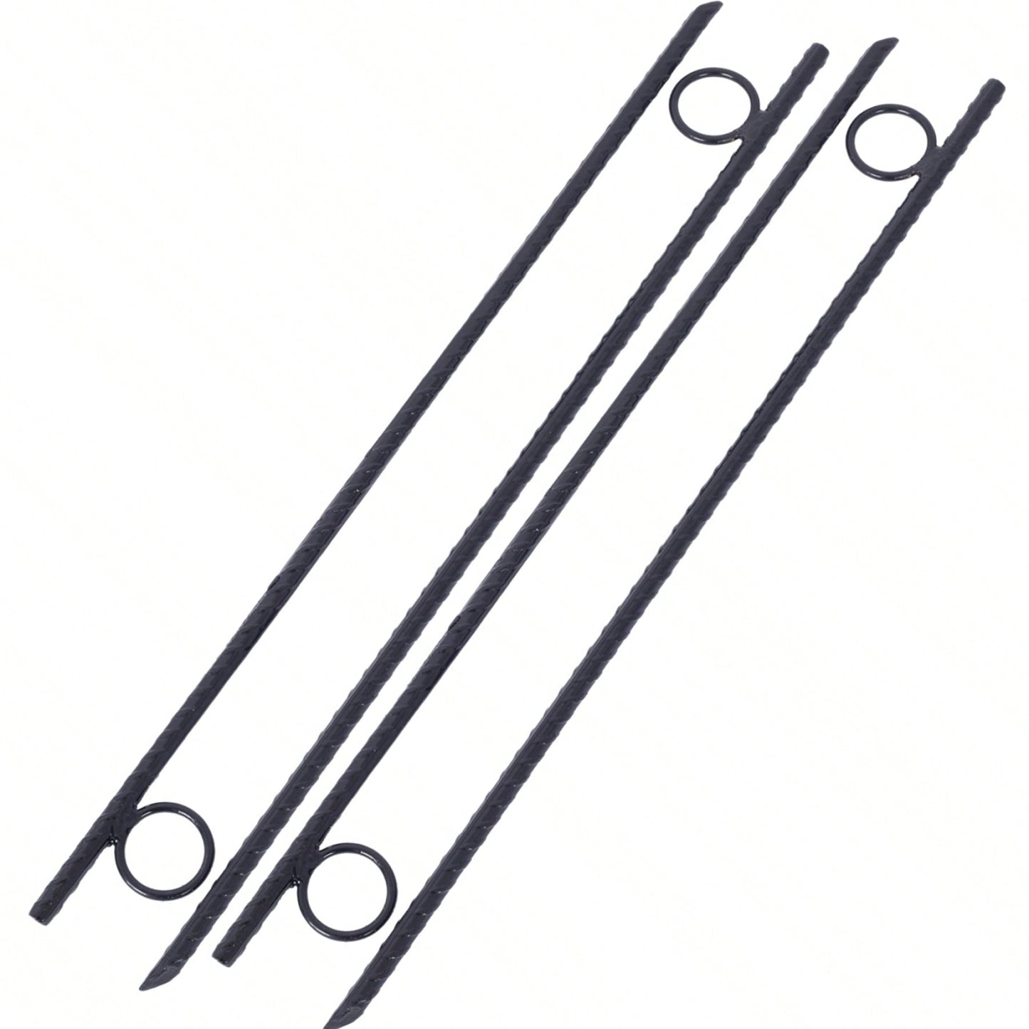 4pcs Grip Rebar 3/8x 18 Inch Steel Durable Heavy Duty Tent Canopy Ground Stakes With Angled Ends And 1 Inch Loops For Campsites And Canopies