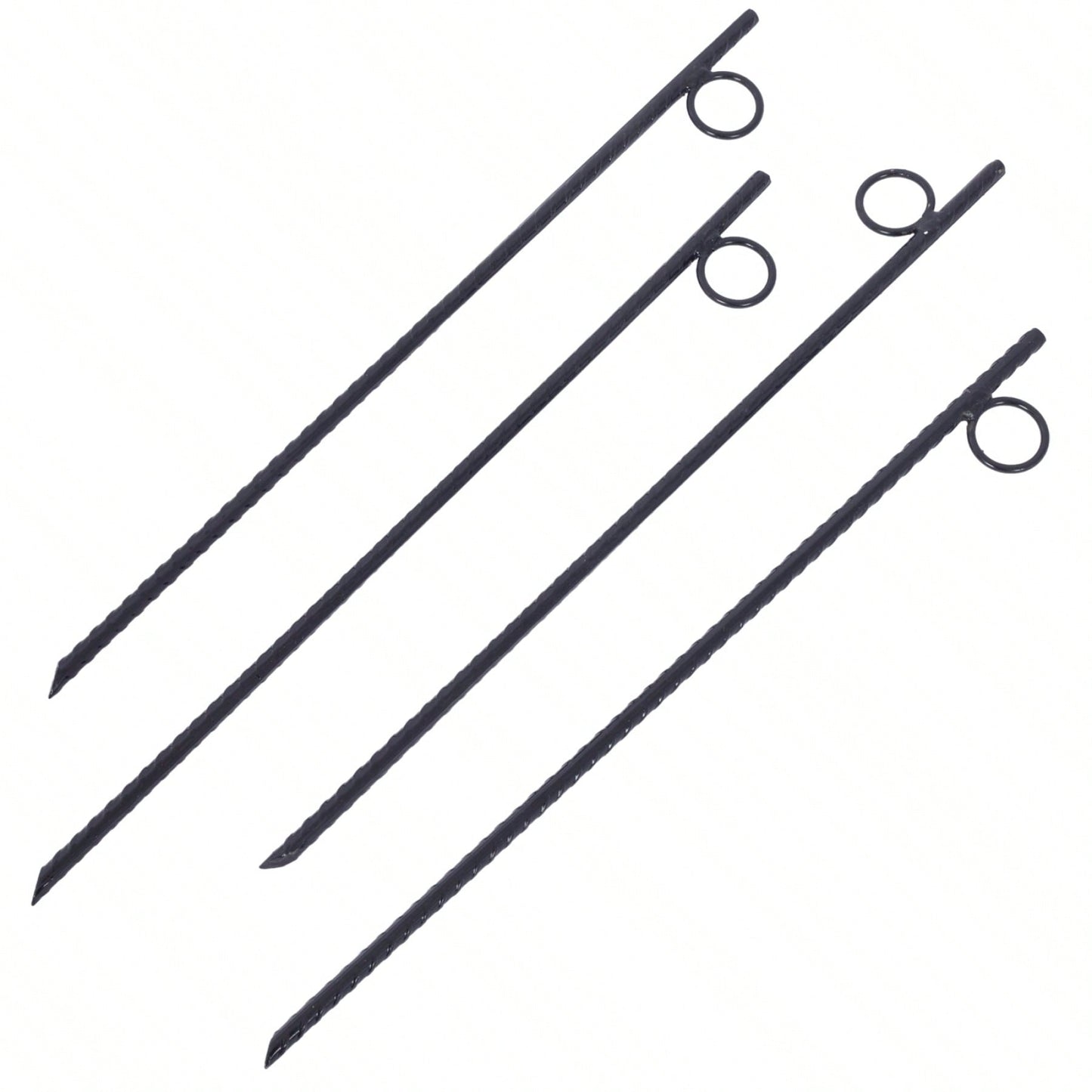 4pcs Grip Rebar 3/8x 18 Inch Steel Durable Heavy Duty Tent Canopy Ground Stakes With Angled Ends And 1 Inch Loops For Campsites And Canopies