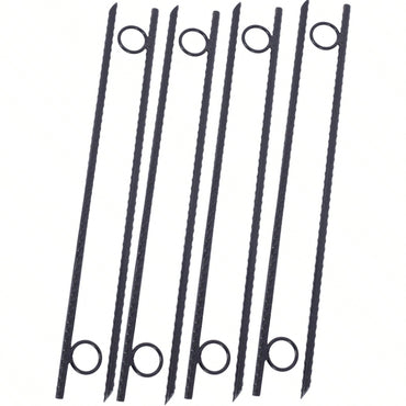 8pcs Grip Rebar 3/8x 18 Inch Steel Durable Heavy Duty Tent Canopy Ground Stakes With Angled Ends And 1 Inch Loops For Campsites And Canopies
