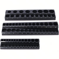3 Piece Metric Magnetic Socket Organizers, Magnetic Socket Holder, Black Tool Box Organizer