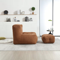 Cozy Memory Foam Bean Bag Chair with Ottoman for Adults and Kids - Modern Soft Lounger for Living Room and Bedroom