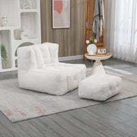 Cozy Memory Foam Bean Bag Chair with Ottoman for Adults and Kids - Modern Soft Lounger for Living Room and Bedroom