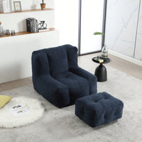 Cozy Memory Foam Bean Bag Chair with Ottoman for Adults and Kids - Modern Soft Lounger for Living Room and Bedroom