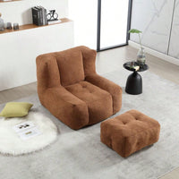 Cozy Memory Foam Bean Bag Chair with Ottoman for Adults and Kids - Modern Soft Lounger for Living Room and Bedroom