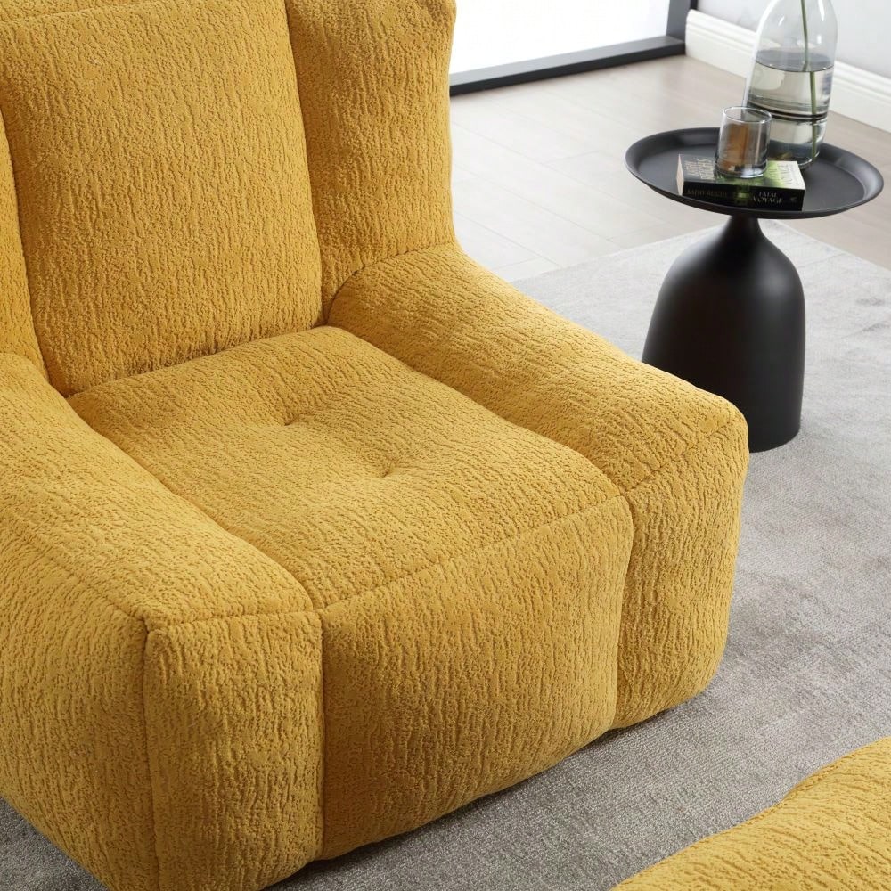 Cozy Memory Foam Bean Bag Chair with Ottoman for Adults and Kids - Modern Soft Lounger for Living Room and Bedroom