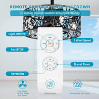5 Blades Ceiling Fan Lamps, Industrial Style Vintage Fan Ceiling Fan With 3 Speeds Adjustable For Living Room, Bedroom, Kitchen