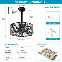 5 Blades Ceiling Fan Lamps, Industrial Style Vintage Fan Ceiling Fan With 3 Speeds Adjustable For Living Room, Bedroom, Kitchen