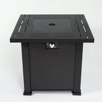 28-Inch Square Outdoor Fire Pit Table, Propane Fire Table With Lid, 40,000 BTU, ETL Certified, Includes Rocks And Cover