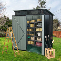 5ft X 3ft Outdoor Metal Storage Shed With Transparent Plate, Rust Resistant, Easy To Assemble