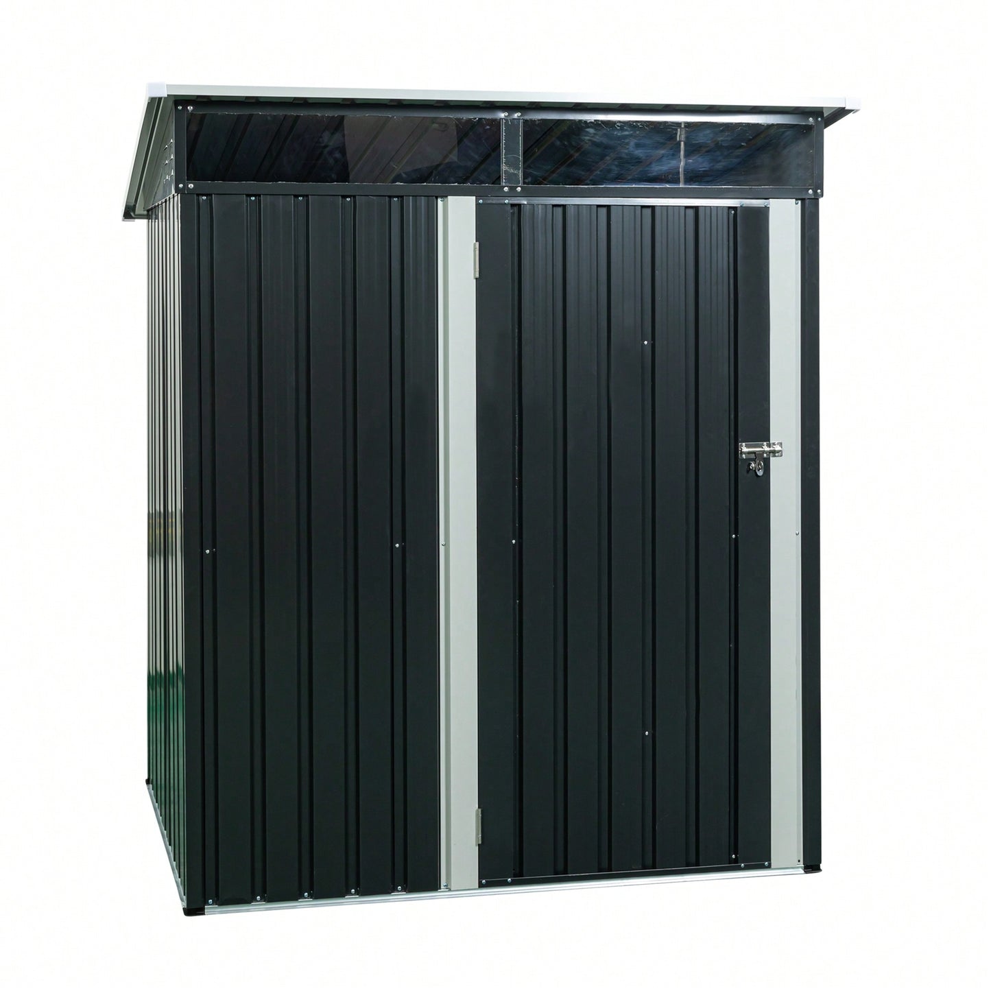 5ft X 3ft Outdoor Metal Storage Shed With Transparent Plate, Rust Resistant, Easy To Assemble