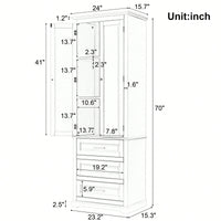 Tall Storage Cabinet With Three Drawers For Bathroom/Office, MDF, Adjustable Shelf, Anti-Dumping Device