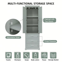 Tall Storage Cabinet With Three Drawers For Bathroom/Office, MDF, Adjustable Shelf, Anti-Dumping Device