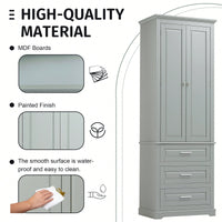 Tall Storage Cabinet With Three Drawers For Bathroom/Office, MDF, Adjustable Shelf, Anti-Dumping Device