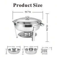 5 QT Round Chafing Dishes Set of 2 with Lids and Fuel Holders for Catering Events and Home Use Stainless Steel Food Warmers