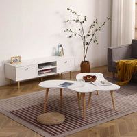 Modern Nut Shaped Coffee Table For Living Room, Solid Wood Legs, Easy Assembly, Sturdy & Durable, Versatile Accent Table For Sofa, Bedroom